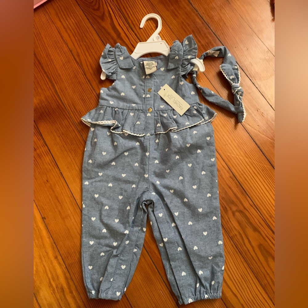 Baby girl Denim one piece with hearts